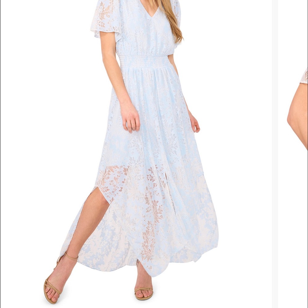 CeCe Spa Blue Lace Maxi Dress